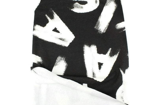 Black and White Alphabet Letters Brushed Fleece Like French Terry Knit by the yard - Felinus Fabrics