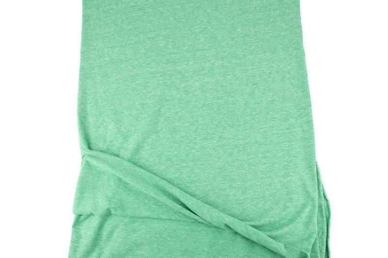 Heather Green Tri Blend Knit Jersey Fabric by the yard - Felinus Fabrics