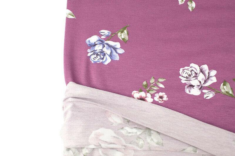 Purple Floral Knit Jersey Fabric by the yard - Felinus Fabrics