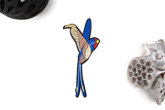Blue Hummingbird Embroidered Patch Applique - Felinus Fabrics