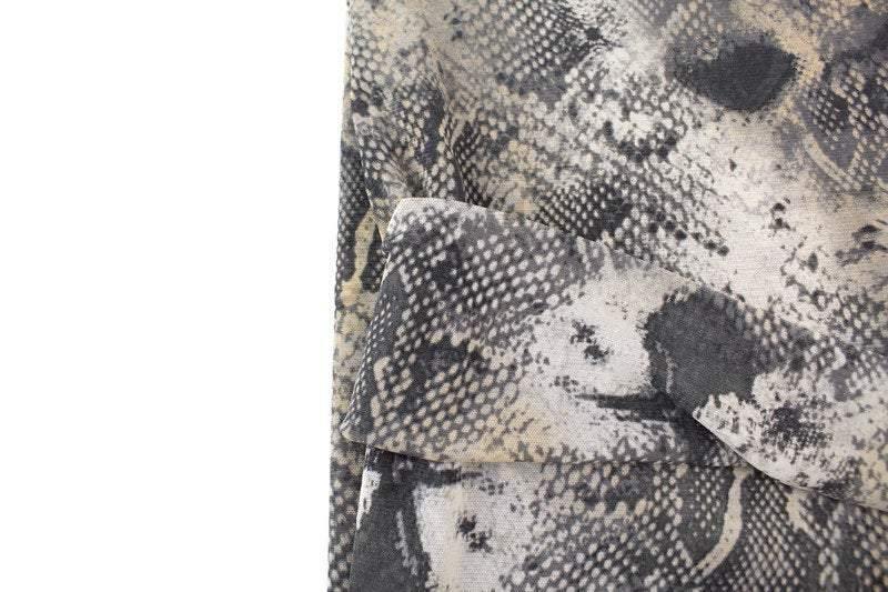 Gray and Beige Snake Print Stretch Mesh Fabric by the yard - Felinus Fabrics