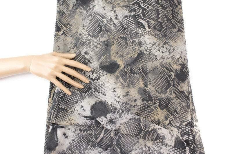 Gray and Beige Snake Print Stretch Mesh Fabric by the yard - Felinus Fabrics