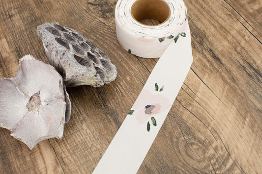 Soft Pink Floral on Cream Challis Bias Tape 14 yards - Felinus Fabrics