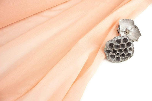 Heather Peach Textured Nub Georgette Woven Fabric by the yard - Felinus Fabrics
