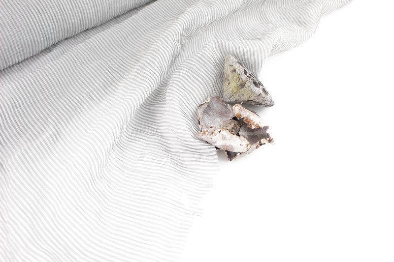 Light Gray Shimmer Narrow Stripe Crinkle Organza Like Light Weight Woven Fabric Designer Fabric Made in Italy by the yard - Felinus Fabrics