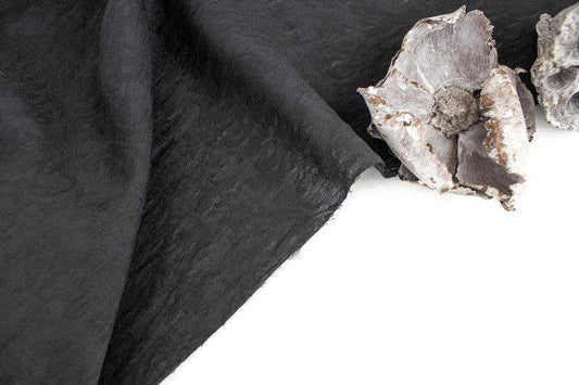 Black Shimmer Light Weight Damask Fabric Designer Fabric by the yard - Felinus Fabrics