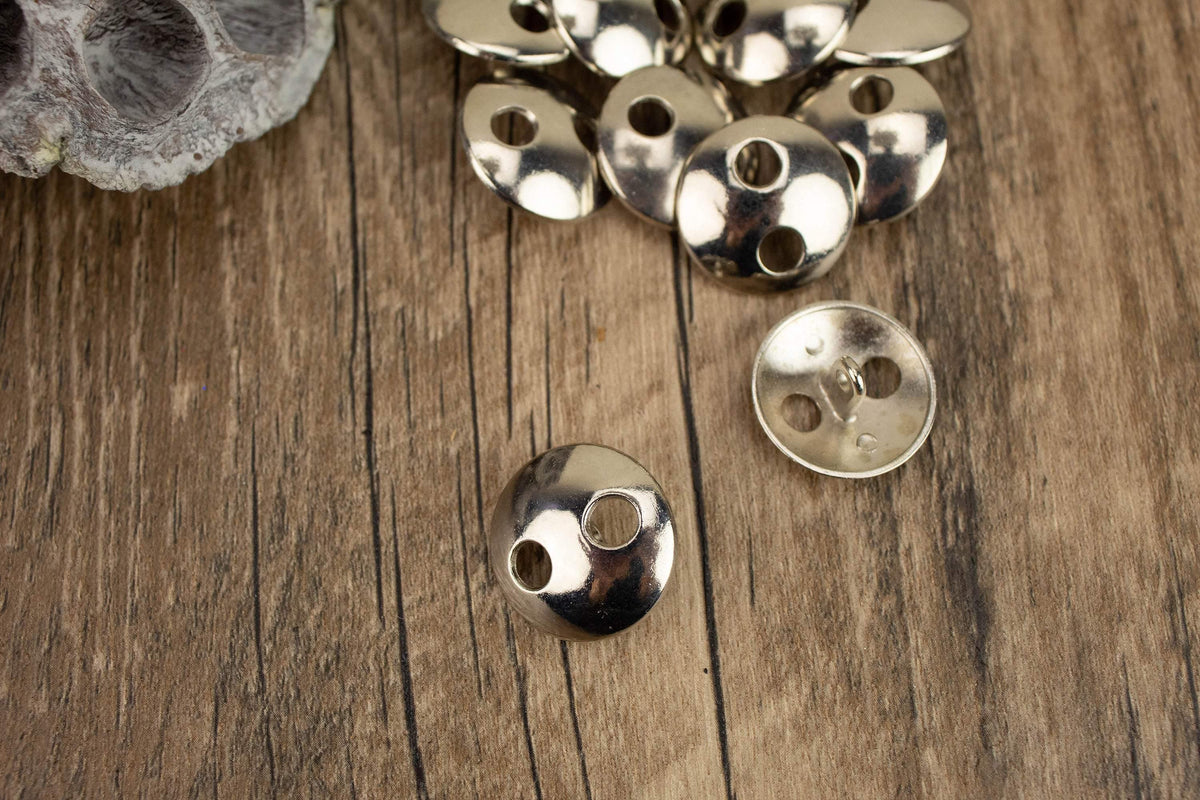 23mm Silver Round Metal Buttons 5 Pieces - Felinus Fabrics