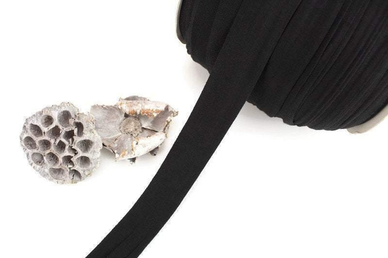 Black Wide Knit Trim Ribbon Straps Hollow Tube Tubular 2 inches width x 5 yards - Felinus Fabrics