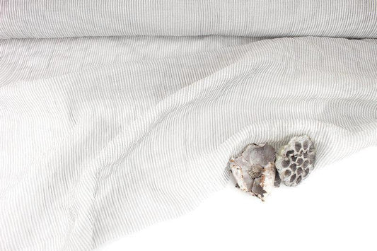 Light Gray Shimmer Narrow Stripe Crinkle Organza Like Light Weight Woven Fabric Designer Fabric Made in Italy by the yard - Felinus Fabrics