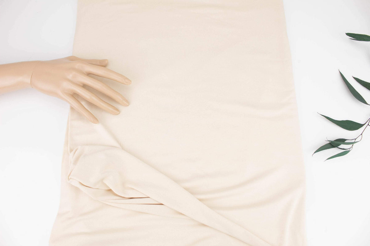 Pale Beige Knit Jersey Fabric by the yard - Felinus Fabrics