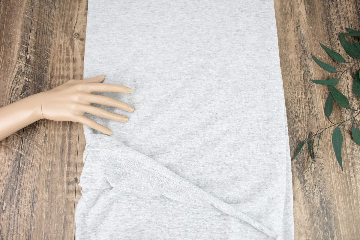 Heather Light Speckled Gray Hacci Sweater Knit Fabric by the yard - Felinus Fabrics