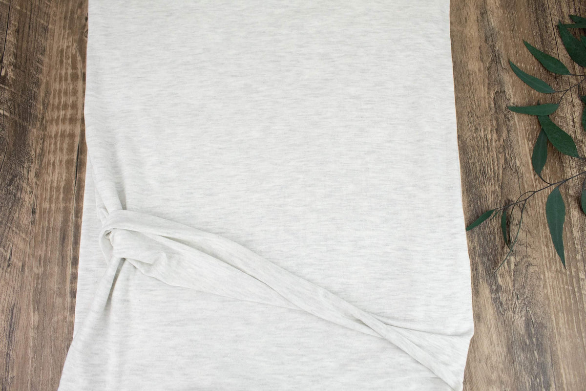 Heather Off White and Light Gray Knit Jersey Fabric by the yard - Felinus Fabrics