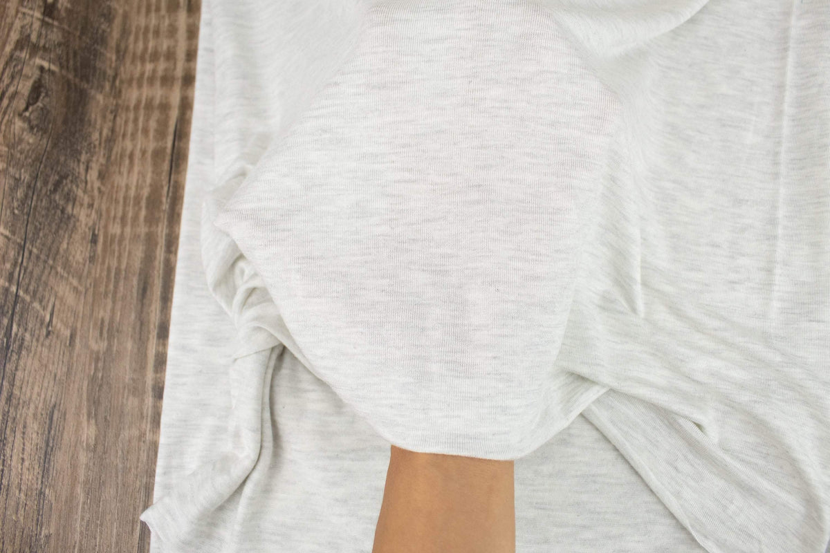 Heather Off White and Light Gray Knit Jersey Fabric by the yard - Felinus Fabrics