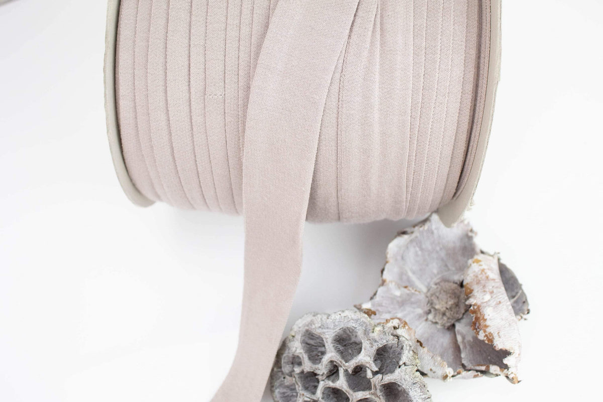 Earth Beige Wide Knit Jersey Trim Spaghetti Straps Hollow Tube Tubular Trim 5 yards - Felinus Fabrics