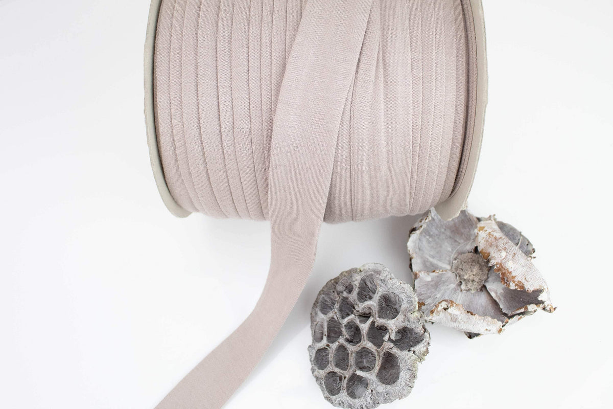 Earth Beige Wide Knit Jersey Trim Spaghetti Straps Hollow Tube Tubular Trim 5 yards - Felinus Fabrics