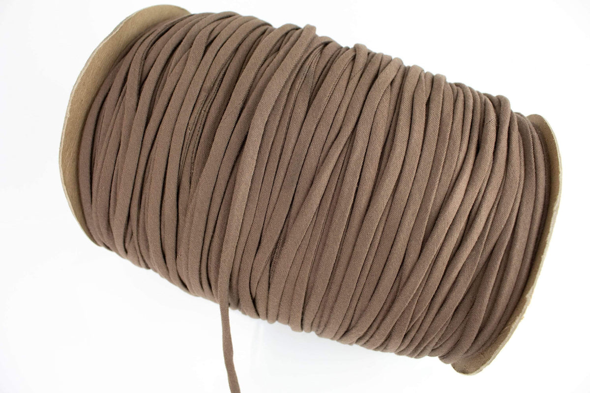 Brown Knit Jersey Trim Spaghetti Straps Hollow Tube Tubular Trim 5 yards - Felinus Fabrics