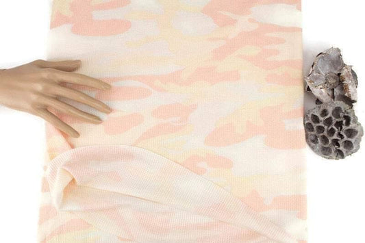 Pink and Yellow Camouflage Thermal Knit Waffle Knit Fabric Remnants  1 yard total (2 half yard pieces) - Felinus Fabrics