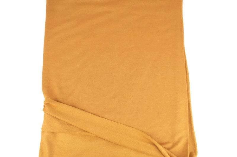 Dark Mustard Yellow Brushed Baby French Terry Fleece Knit Fabric by the yard - Felinus Fabrics