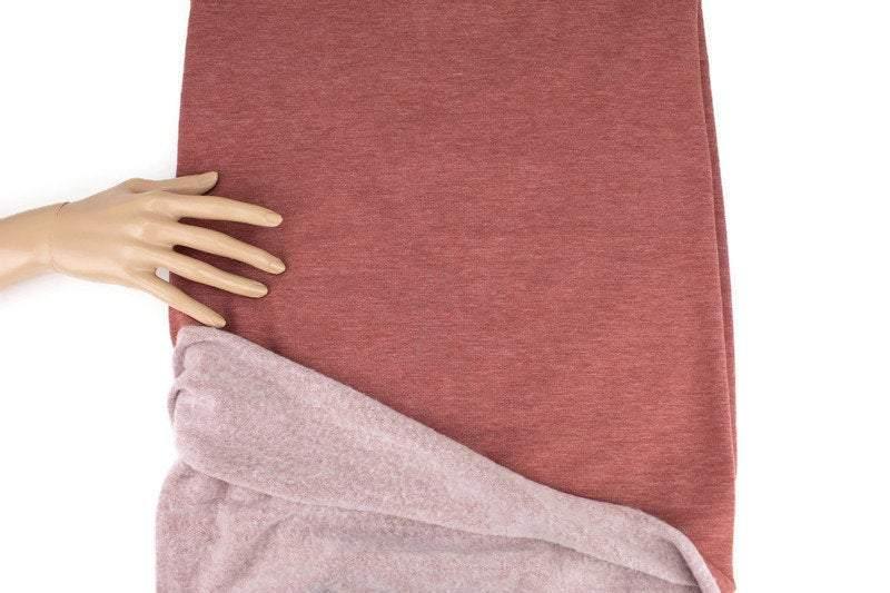 Heather Red Brick Brushed Baby French Terry Fleece Knit Fabric by the yard - Felinus Fabrics