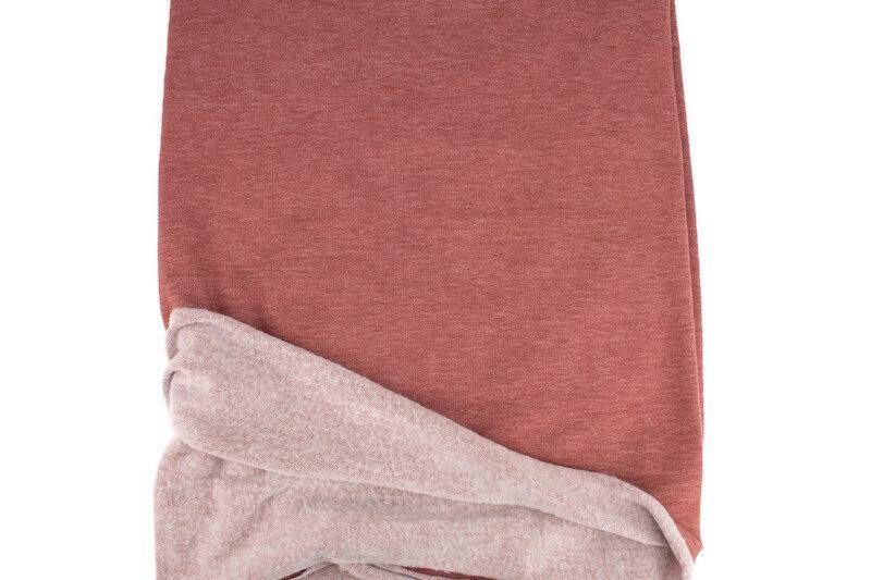 Heather Red Brick Brushed Baby French Terry Fleece Knit Fabric by the yard - Felinus Fabrics
