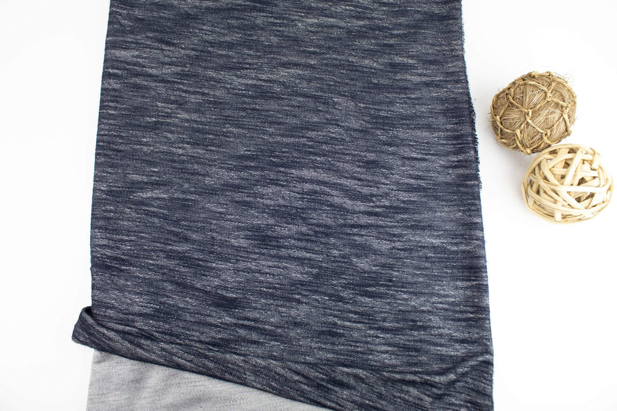 Heather Dark Blue Baby French Terry Knit Fabric by the yard - Felinus Fabrics