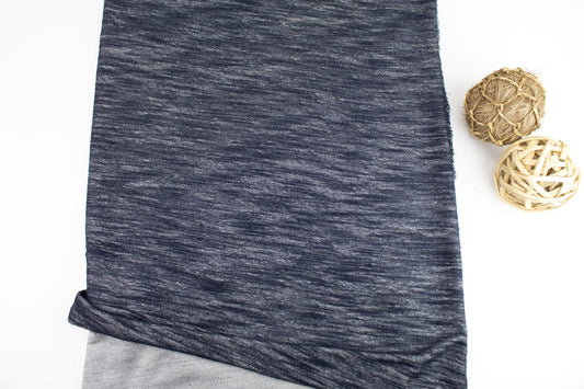 Heather Dark Blue Baby French Terry Knit Fabric by the yard - Felinus Fabrics