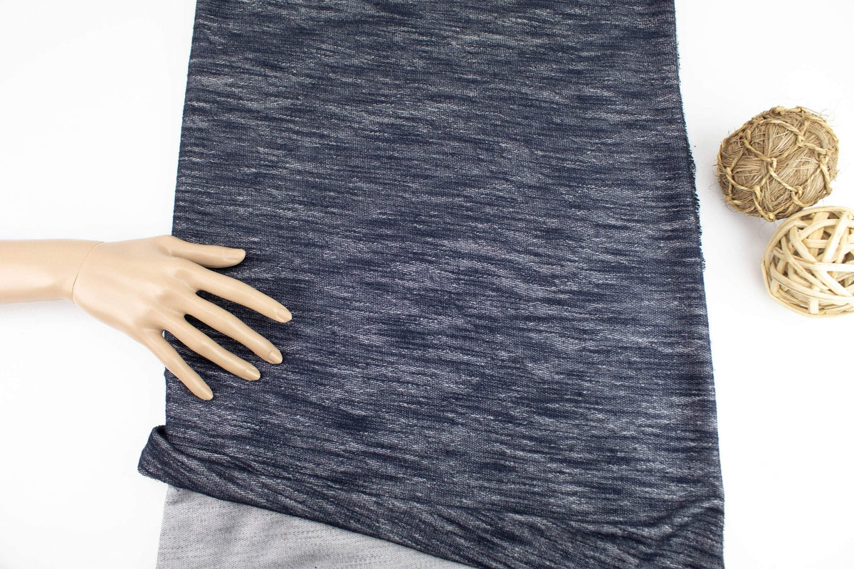 Heather Dark Blue Baby French Terry Knit Fabric by the yard - Felinus Fabrics