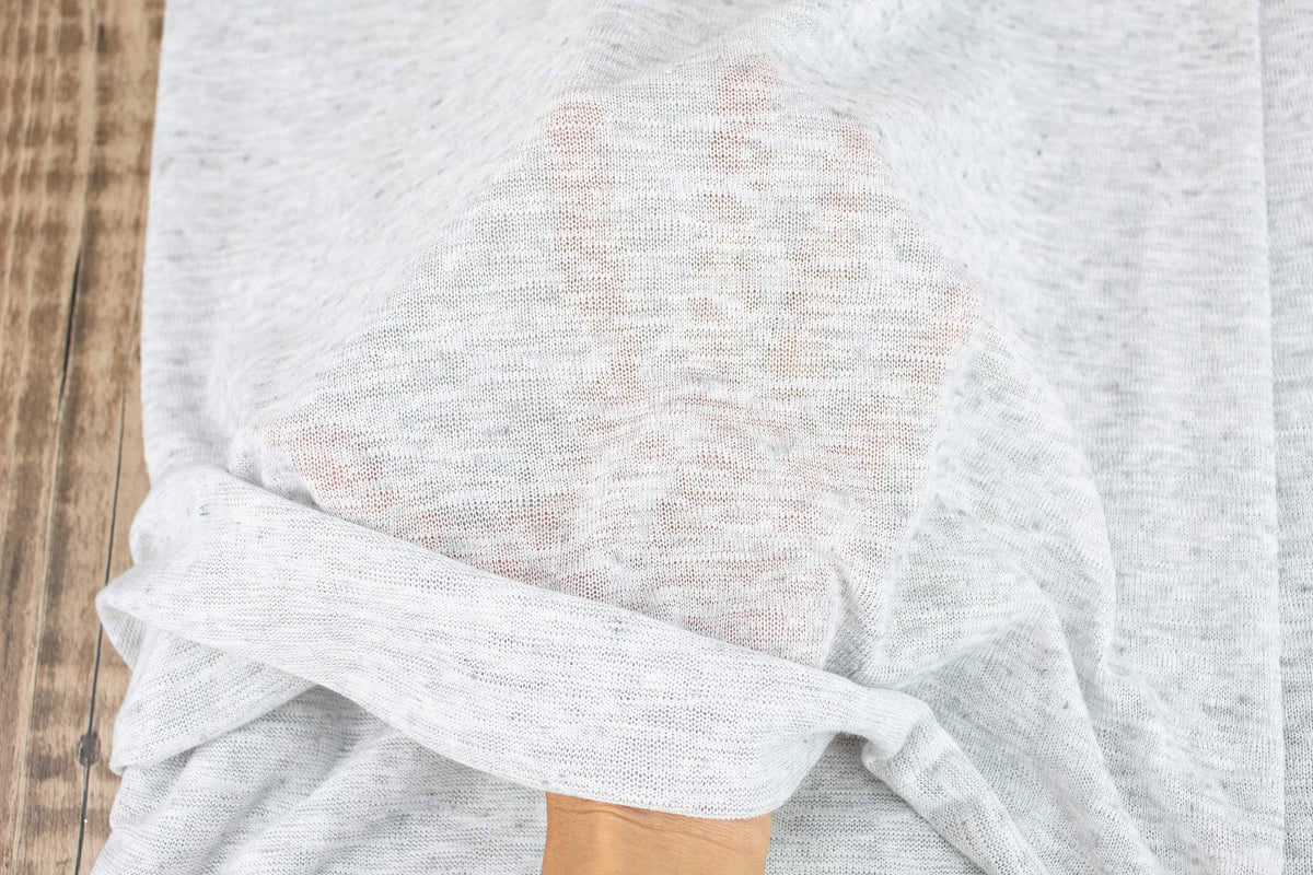 Heather Light Speckled Gray Hacci Sweater Knit Fabric by the yard - Felinus Fabrics
