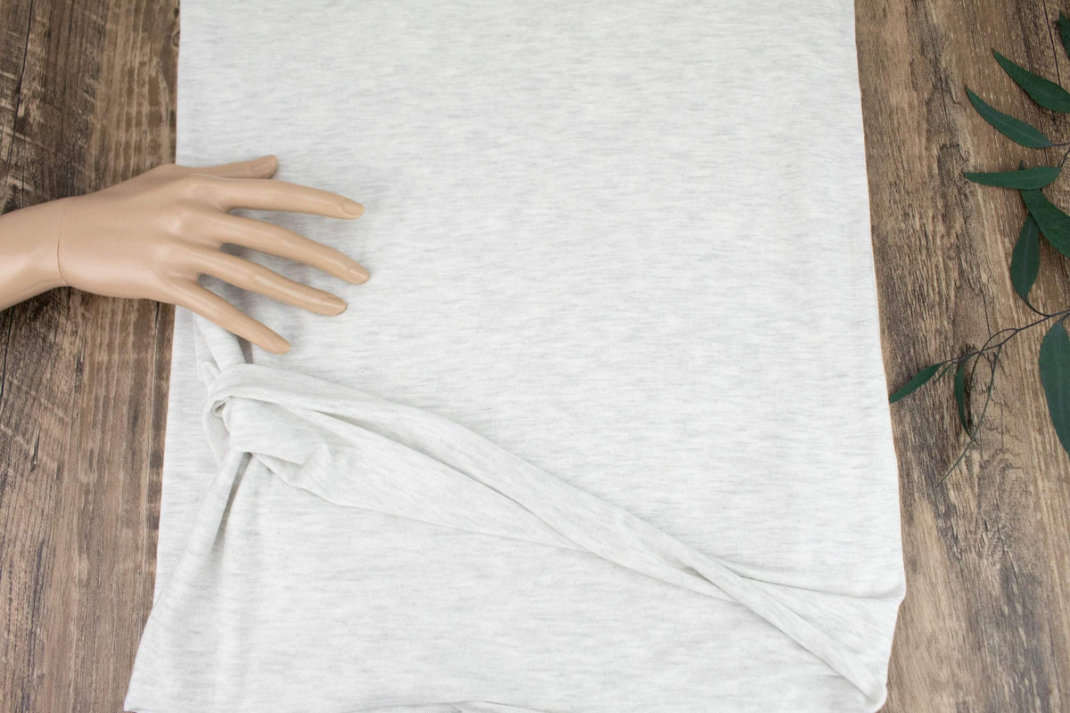 Heather Off White and Light Gray Knit Jersey Fabric by the yard - Felinus Fabrics