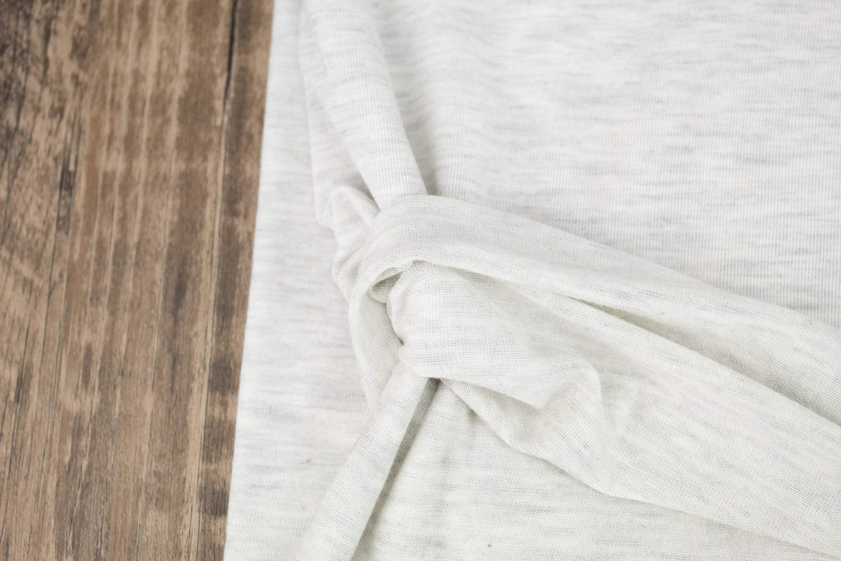 Heather Off White and Light Gray Knit Jersey Fabric by the yard - Felinus Fabrics