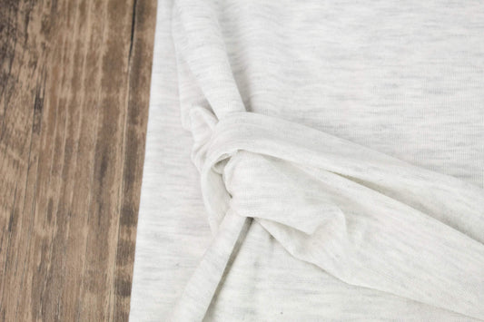 Heather Off White and Light Gray Knit Jersey Fabric by the yard - Felinus Fabrics