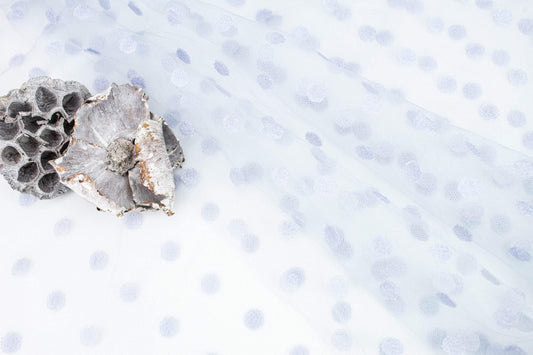 Lavender Blue Polka Dot Vintage Delicate Tulle by the yard - Felinus Fabrics