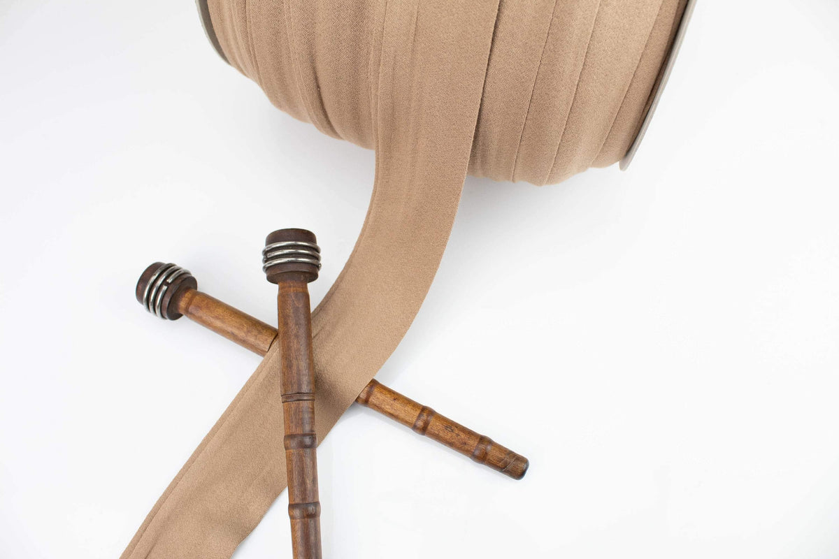 Camel Brown Wide Knit Trim Spaghetti Straps Hollow Tube Tubular Trim 5 yards - Felinus Fabrics