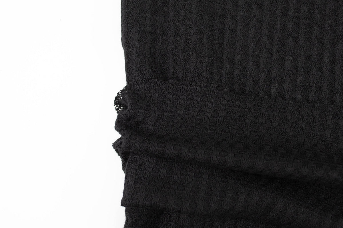 Black Thermal Waffle Sweater Knit Fabric by the yard - Felinus Fabrics