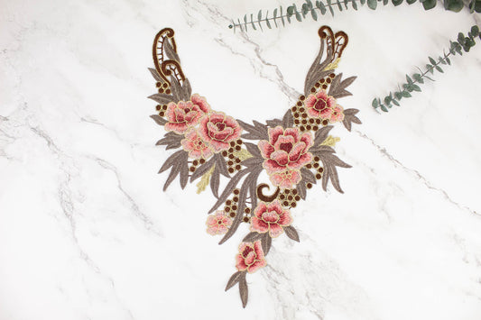 Blush and Taupe Floral Applique