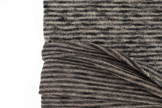 Black and Beige Narrow Stripe Brushed Sweater Knit Fabric by the yard - Felinus Fabrics
