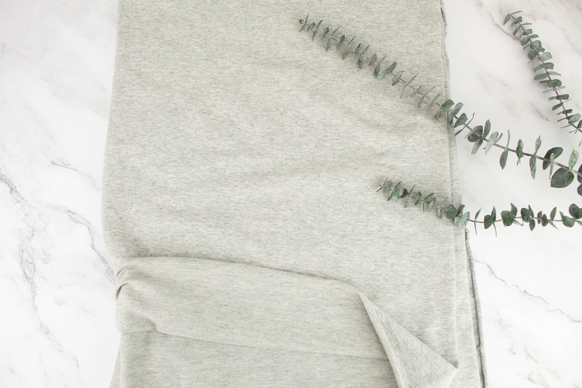 Heather Light Gray Baby French Terry Knit Fabric by the yard