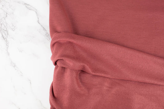 Red  Brick Brushed Baby French Terry Fleece Knit Fabric by the yard