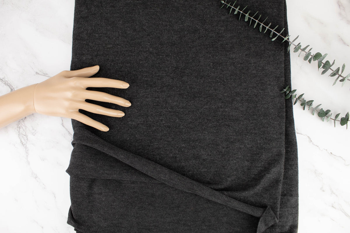 Dark Gray Brushed Fleece Like Sweater Knit Fabric by the yard