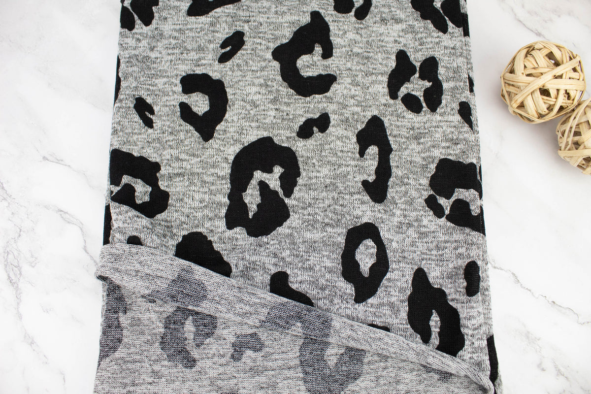 Heather Black and Gray Animal Print Open Weave Sweater Knit Fabric 1 yard and 30 inches length