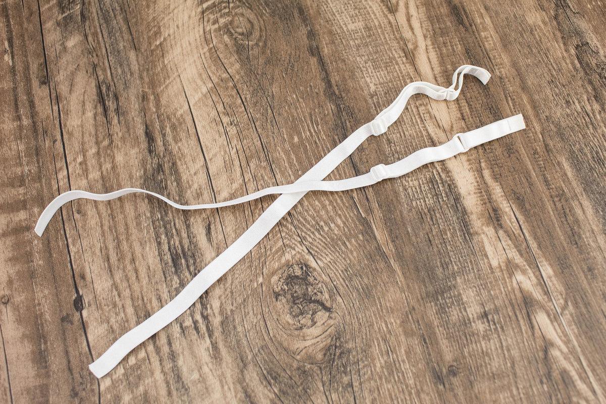 White Adjustable Bra Straps Lingerie Straps Elastic Trim 1 Pair
