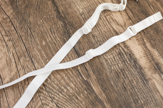 White Adjustable Bra Straps Lingerie Straps Elastic Trim 1 Pair