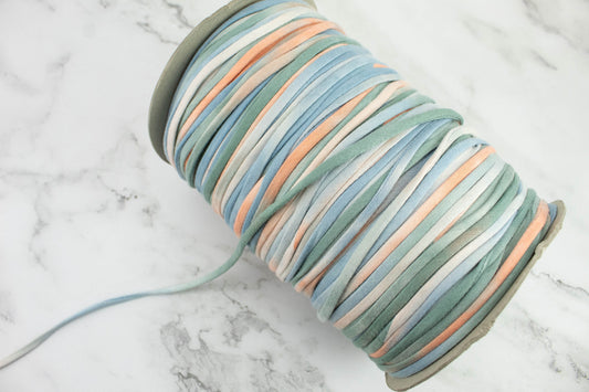 Orange Green Blue Ombre Multi Colored Knit Jersey Trim Spaghetti Straps Hollow Tube Tubular Trim 10 yards