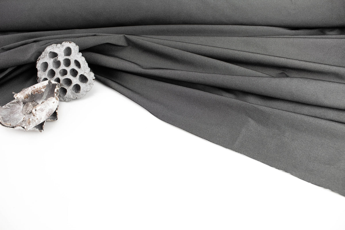 Silver Gray Metallic Stretch Woven Fabric Made in France by the yard Designer Fabric