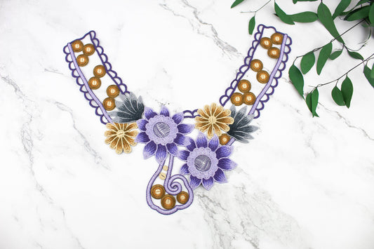 Purple and Gold Floral Applique