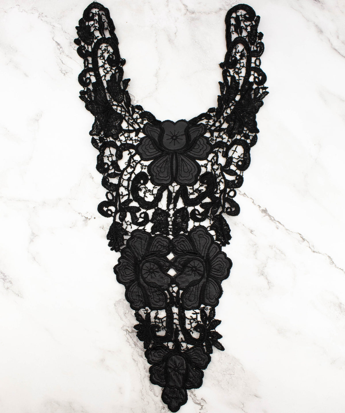 Black Faux Leather Floral Applique