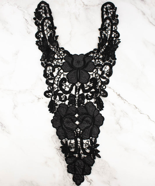 Black Faux Leather Floral Applique