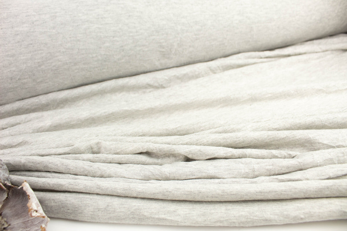 Heather Light Gray Narrow Stripe Knit Jersey Fabric by the yard Made in Italy