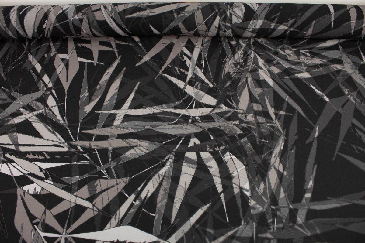 Warm Gray Leaves Print Light Weight Polyester Crepe Woven Designer Fabric Remnant 2.75 yards