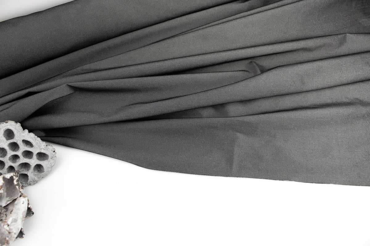 Silver Gray Metallic Stretch Woven Fabric Made in France by the yard Designer Fabric